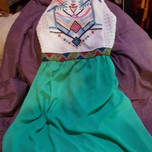 Teal and White Maxi dress